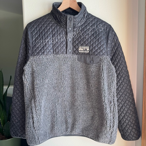 Patagonia Mixed Media Snap-T Pullover Medium Forge Grey Sherpa Quilted Jacket M - Picture 12 of 16